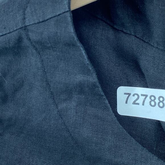 LINEN Blouse Womens M Swing Tank Top Round Neck Sleeveless Black - Picture 11 of 11